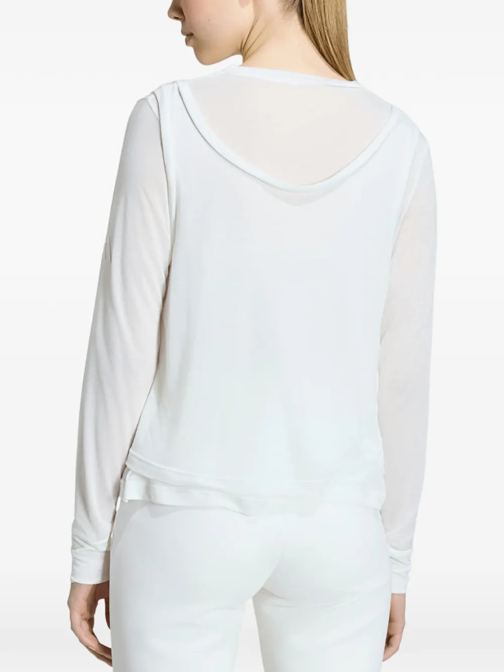 adidas Soft Lux sheer long-sleeve top Wit