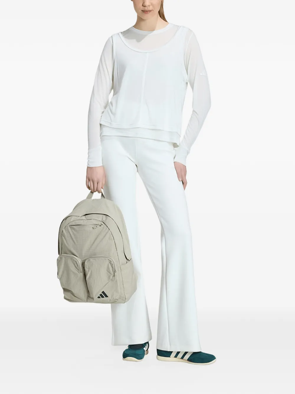 adidas Soft Lux sheer long-sleeve top Wit