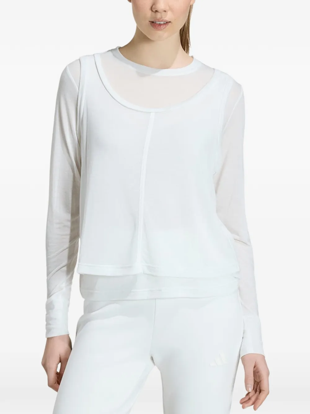 adidas Soft Lux sheer long-sleeve top Wit