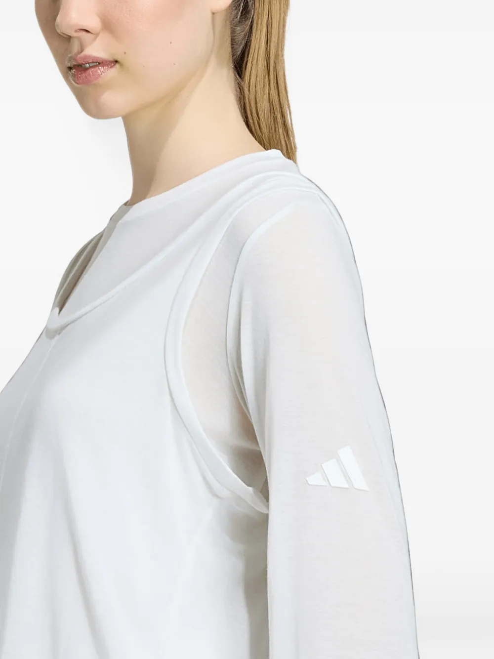 adidas Soft Lux sheer long-sleeve top Wit