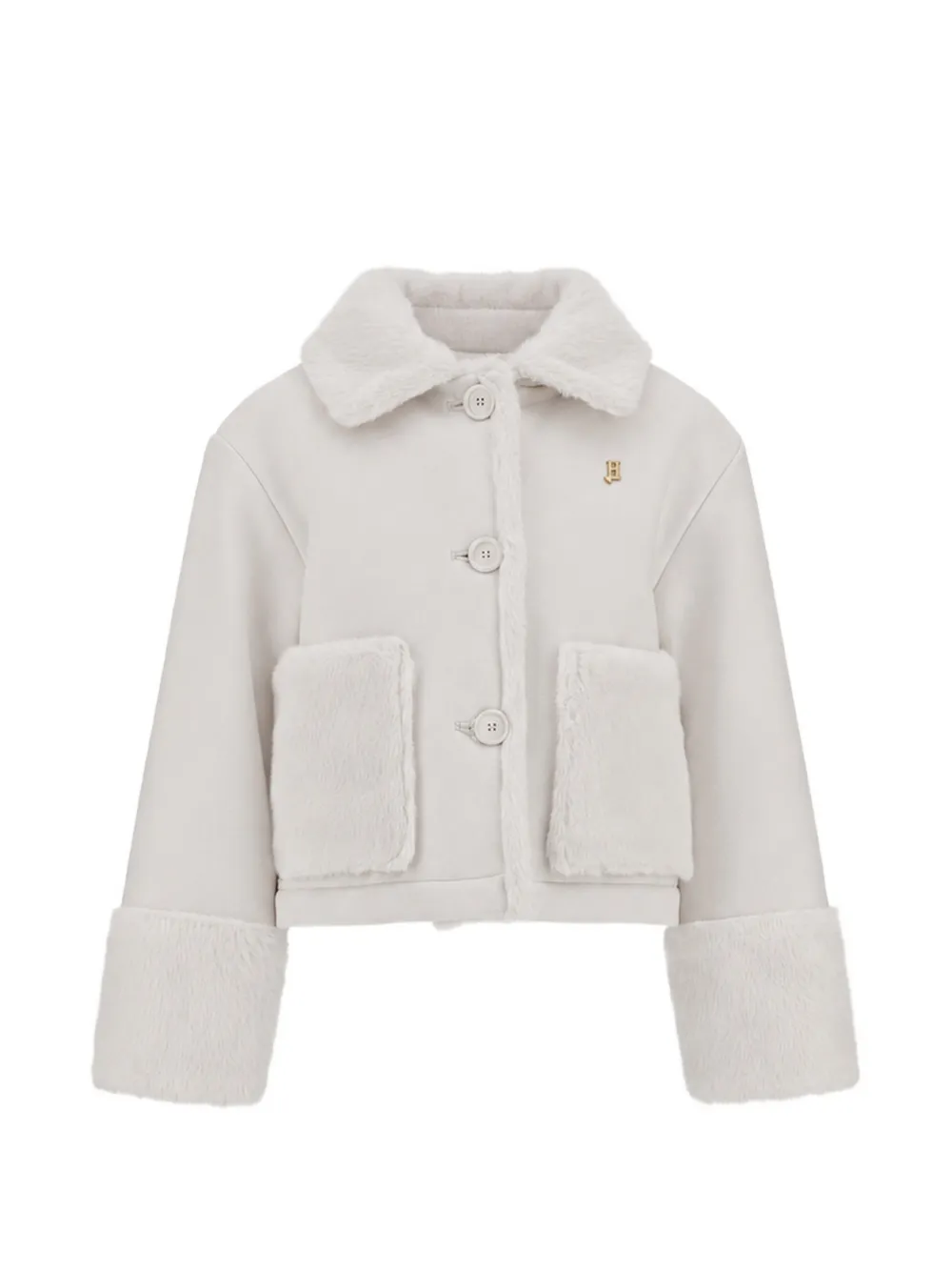 Herno Kids faux-fur trim jacket Beige