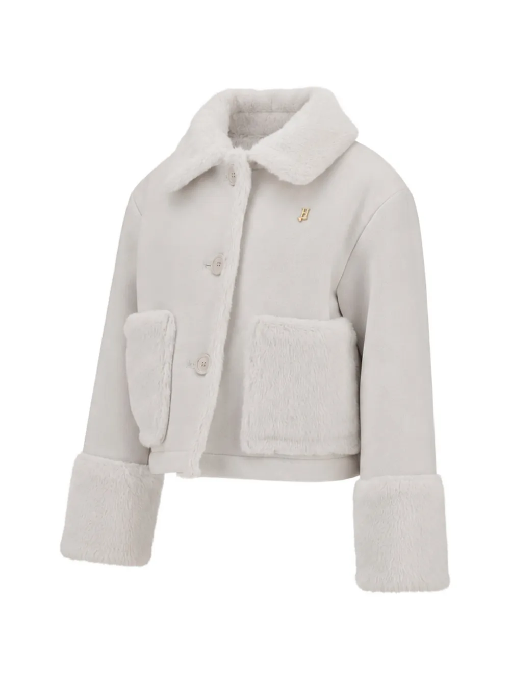 Herno Kids faux-fur trim jacket Beige