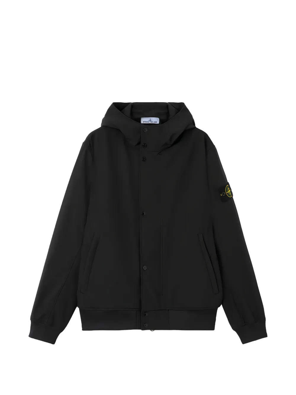 Stone Island 4100118 light soft shell-r e. Dye® technology in recycled-polyester hooded jacket with water and wind-resistant membrane - Nero