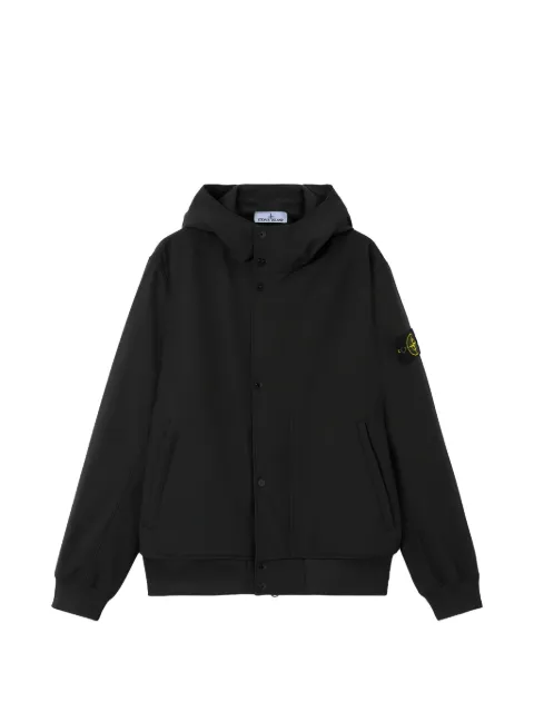 Stone Island 4100118 light soft shell-r e. Dye® technology in recycled-polyester hooded jacket with water and wind-resistant membrane