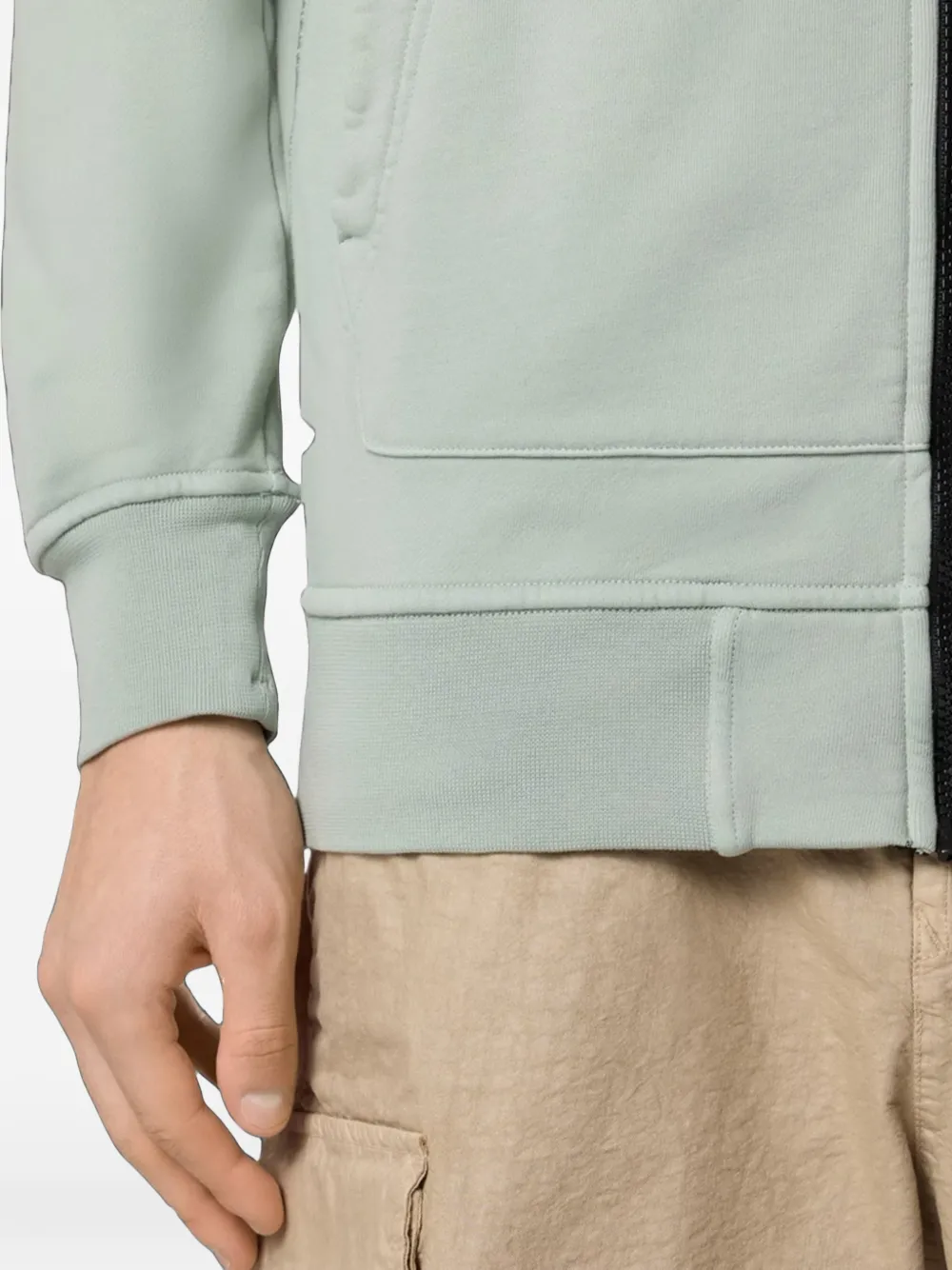 Stone Island 6100061 hoodie met logo-patch en rits Groen