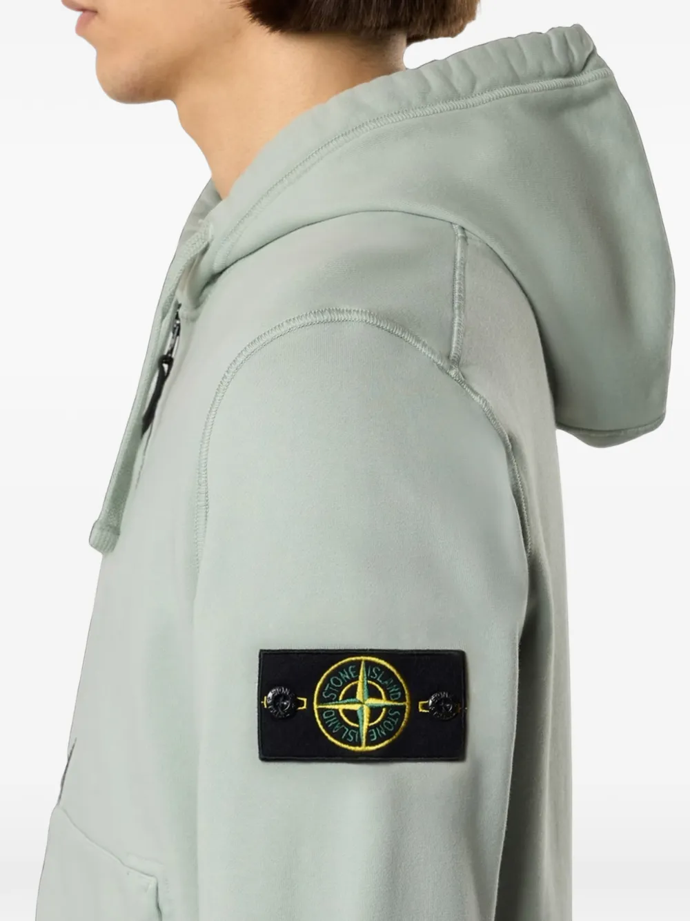 Stone Island 6100061 hoodie met logo-patch en rits Groen