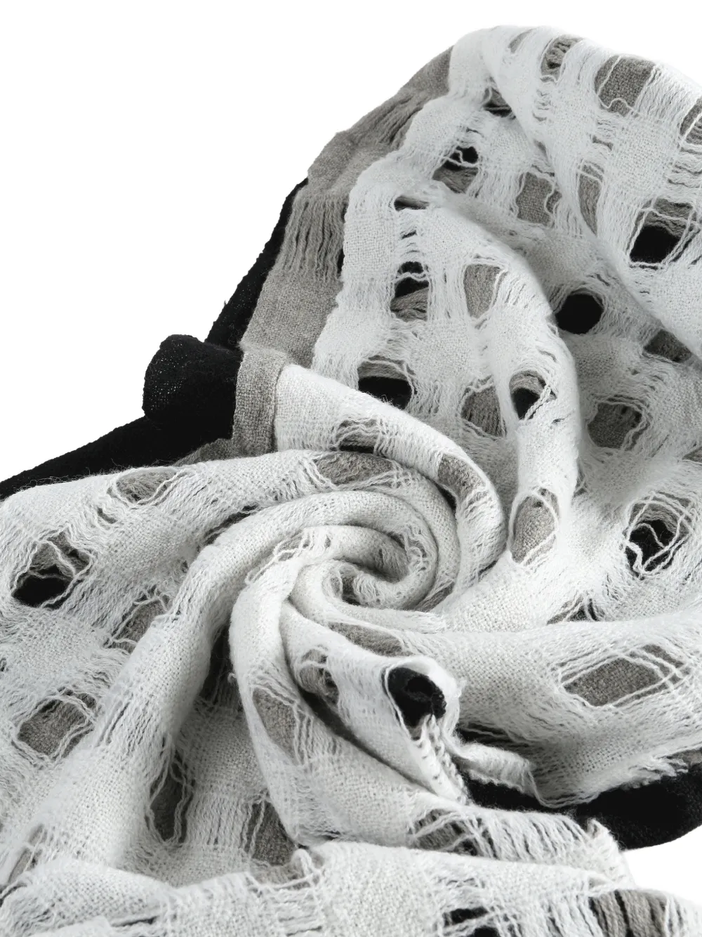 Yohji Yamamoto distressed fringed scarf Grijs