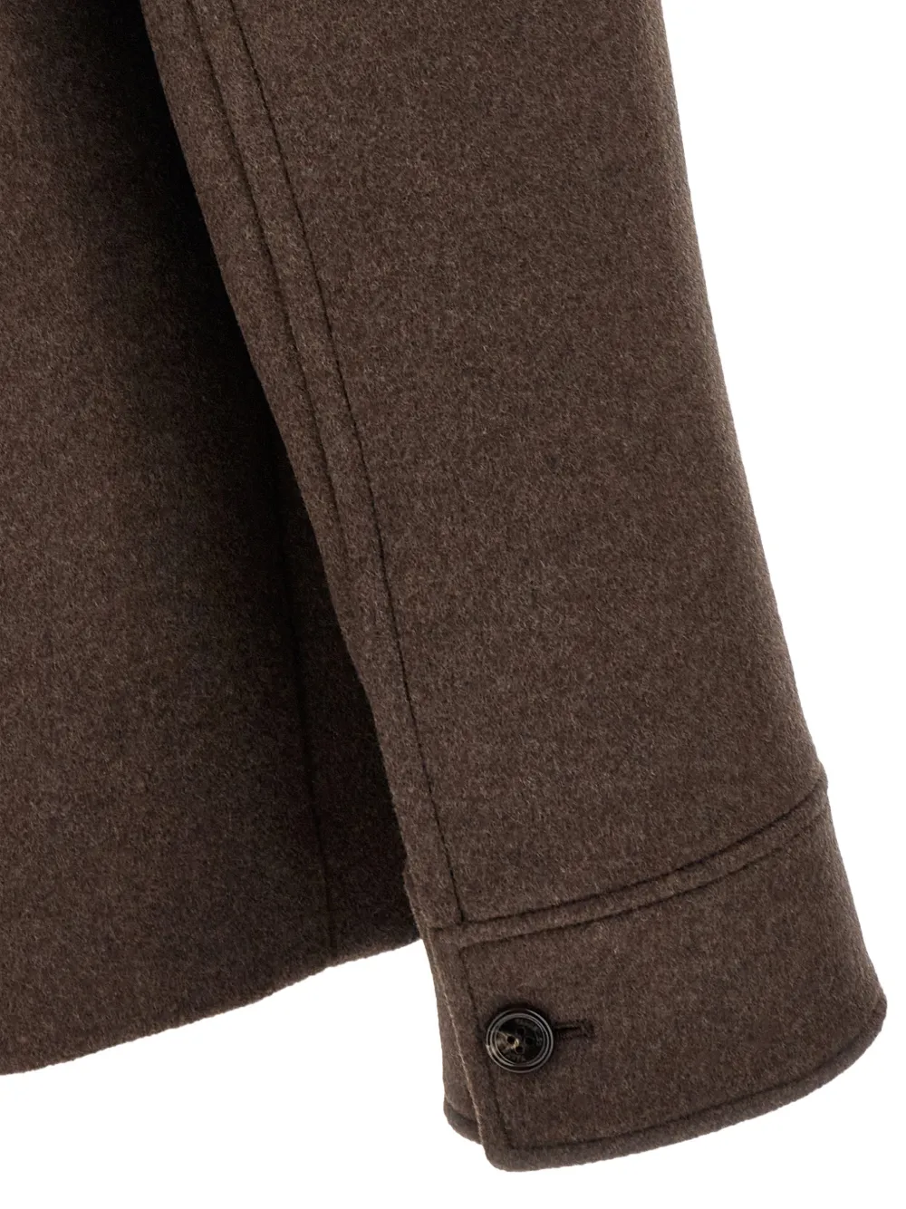 Valentino Garavani double wool caban with suede collar and metallic V detail Bruin