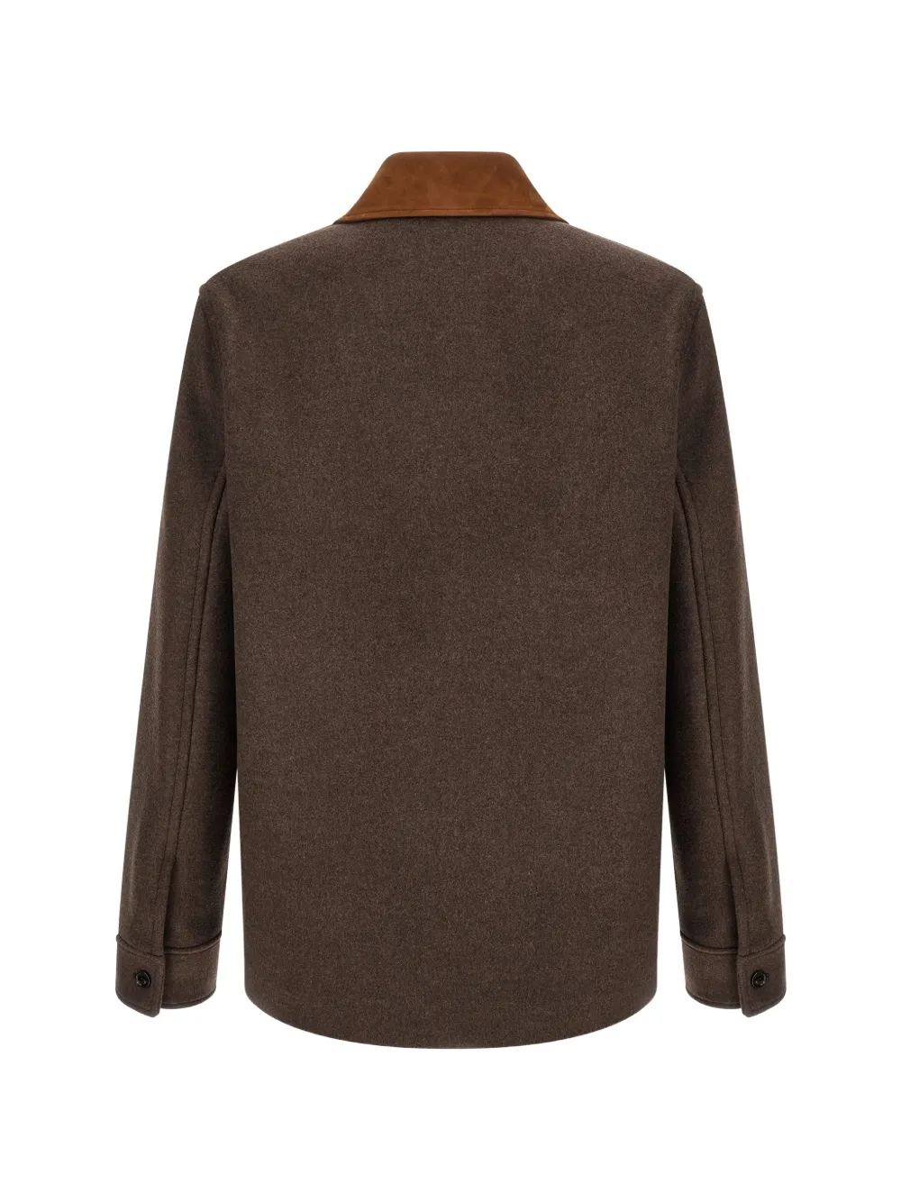 Valentino Garavani double wool caban with suede collar and metallic V detail Bruin