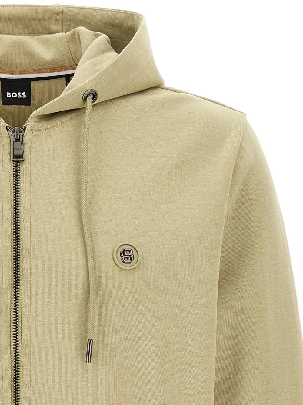 BOSS Double B monogram zip-up hoodie Beige