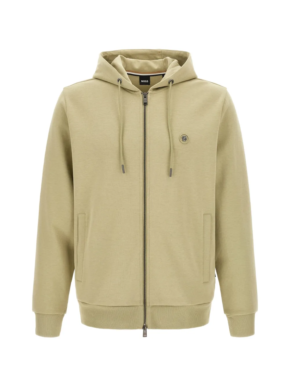 BOSS Double B monogram zip-up hoodie Beige