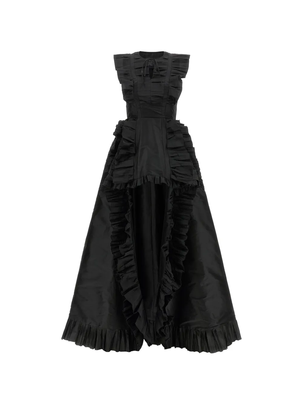Giovanni Bedin ruffle-trimmed asymmetrical flared maxi dress - Nero