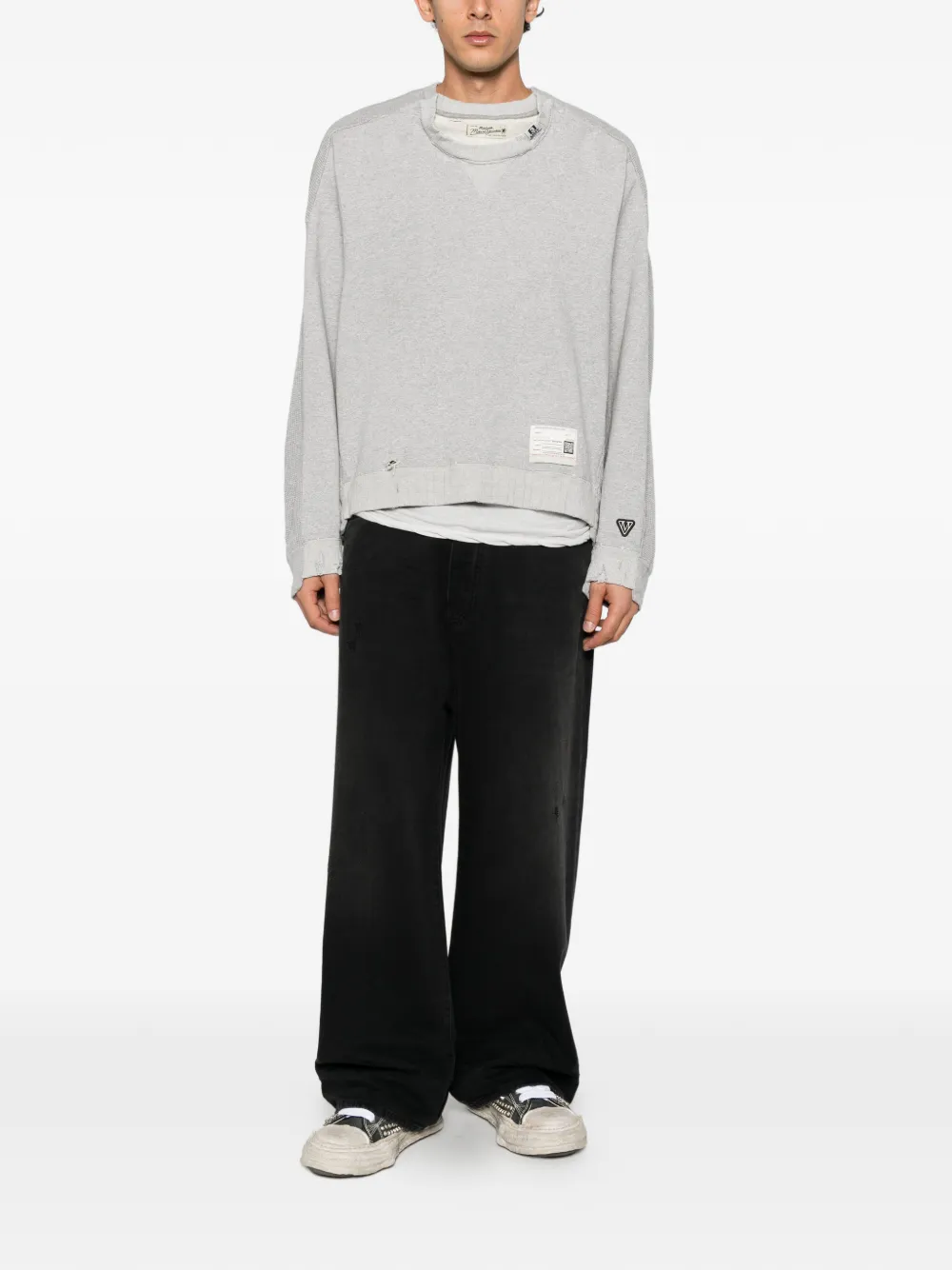 Maison MIHARA YASUHIRO distressed waffle-knit sweater Grijs