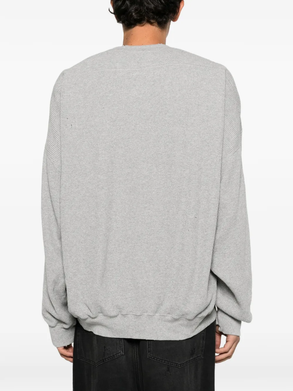 Maison MIHARA YASUHIRO distressed waffle-knit sweater Grijs