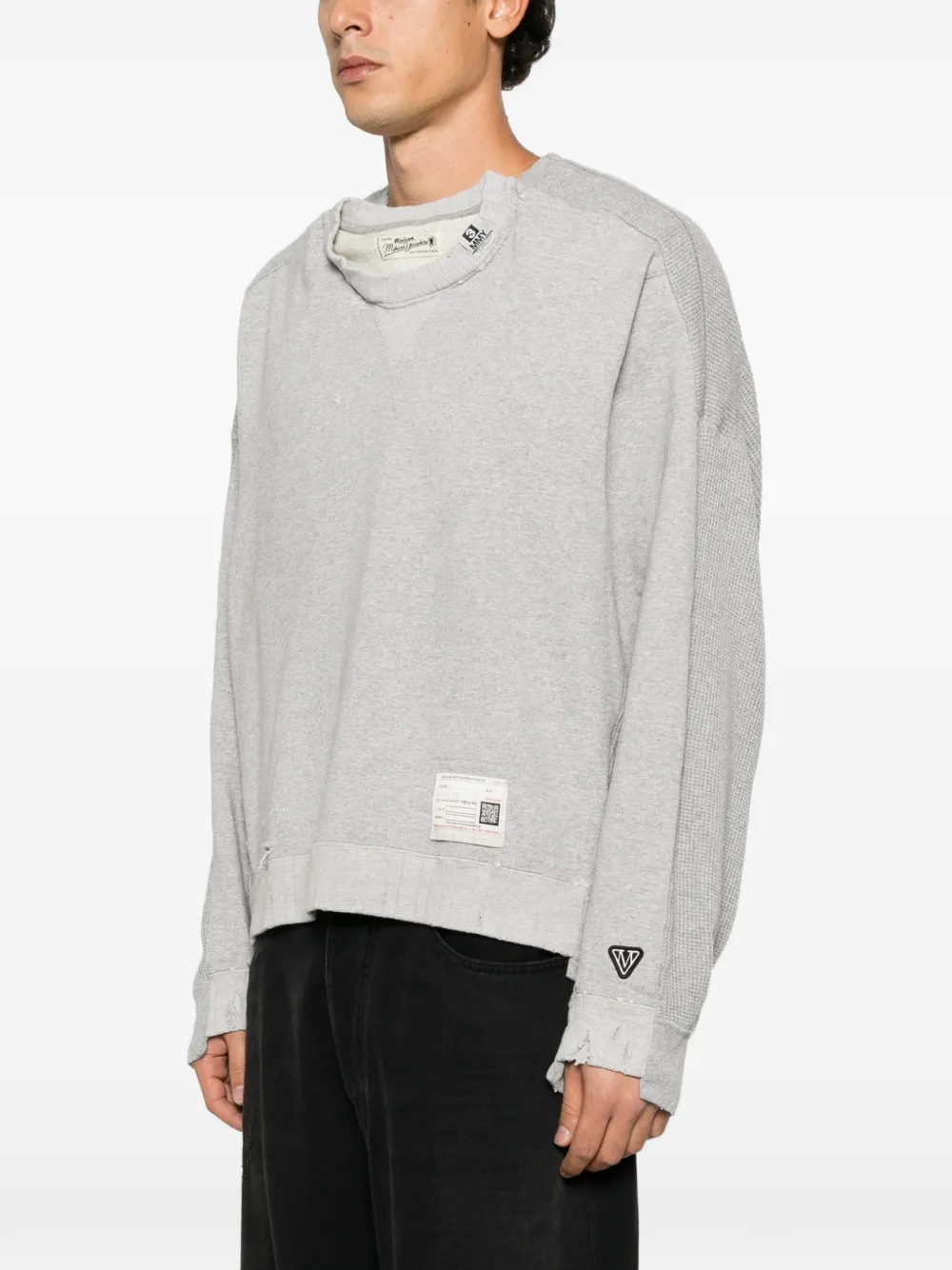 Maison MIHARA YASUHIRO distressed waffle-knit sweater Grijs