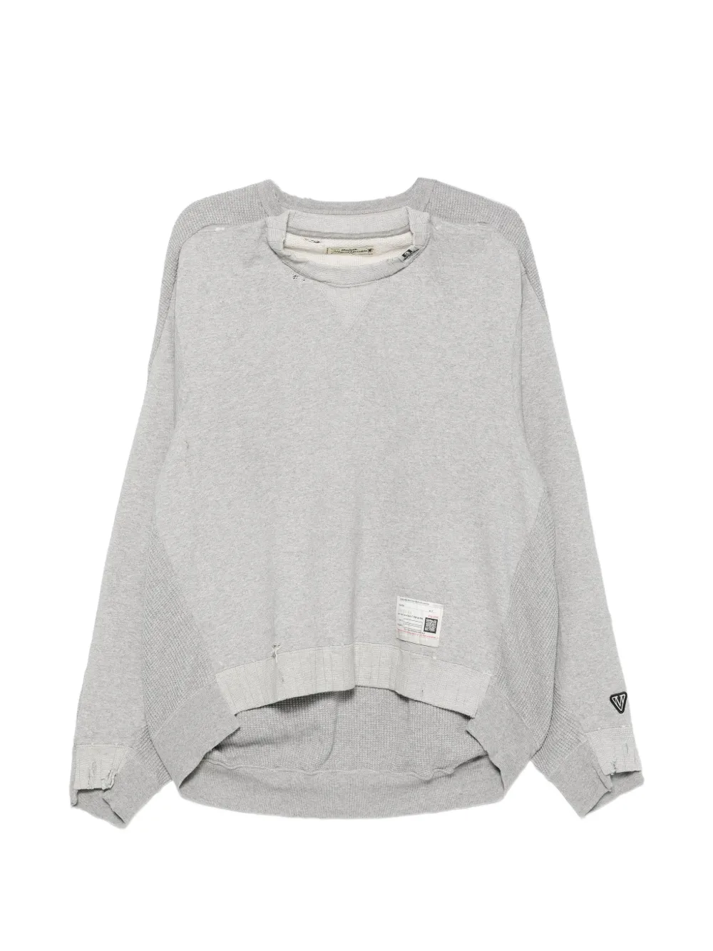Maison MIHARA YASUHIRO distressed waffle-knit sweater Grijs