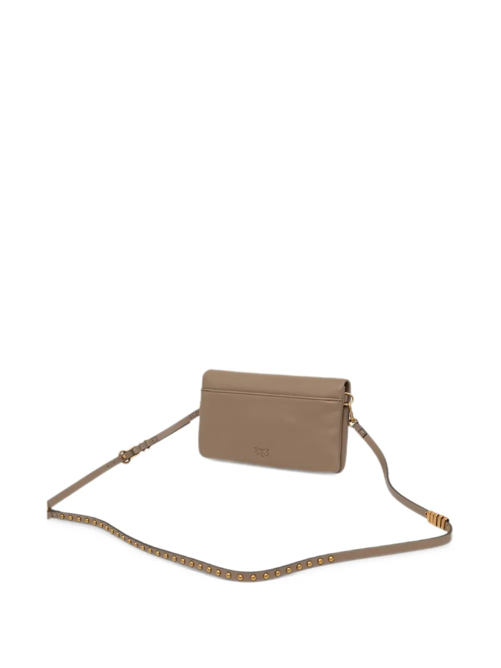 PINKO Love Bag Click soft horizontal mini small crossbody clutch in leather Beige