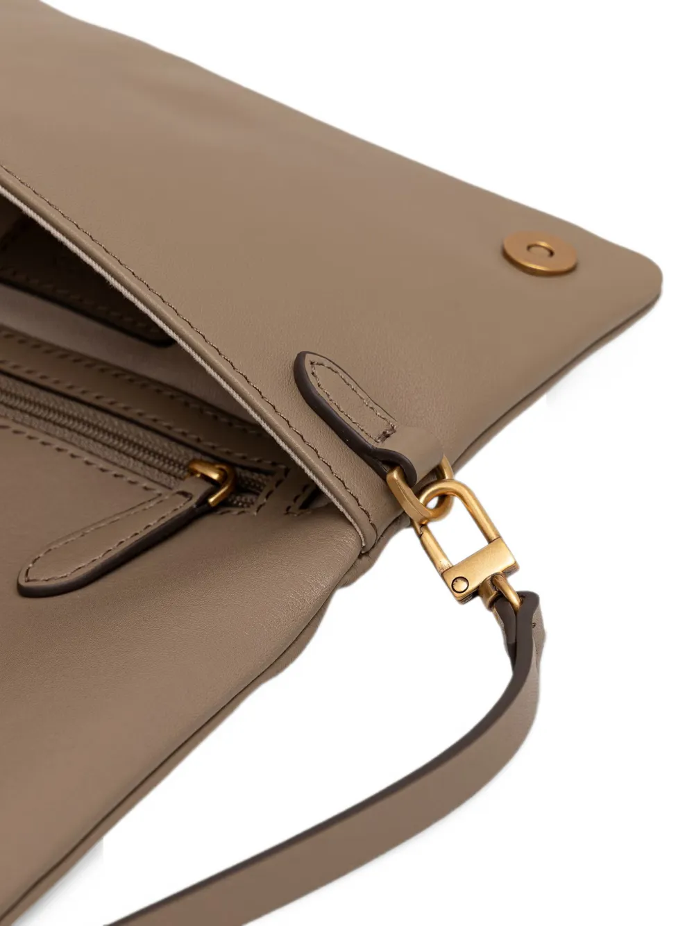 PINKO Love Bag Click soft horizontal mini small crossbody clutch in leather Beige