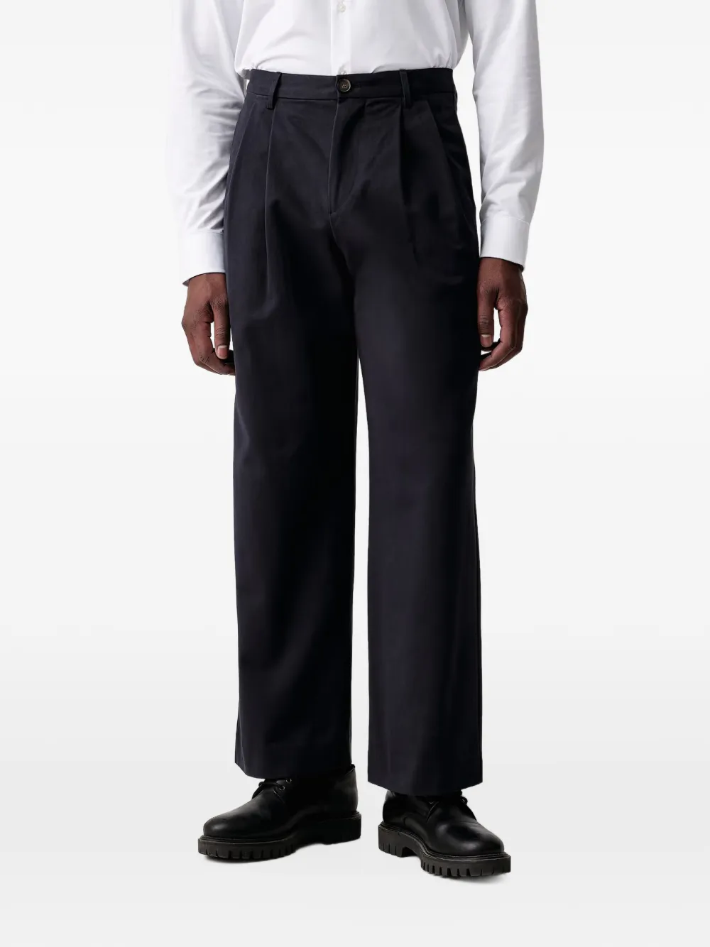 PS Paul Smith pleated-detail twill trousers Blauw