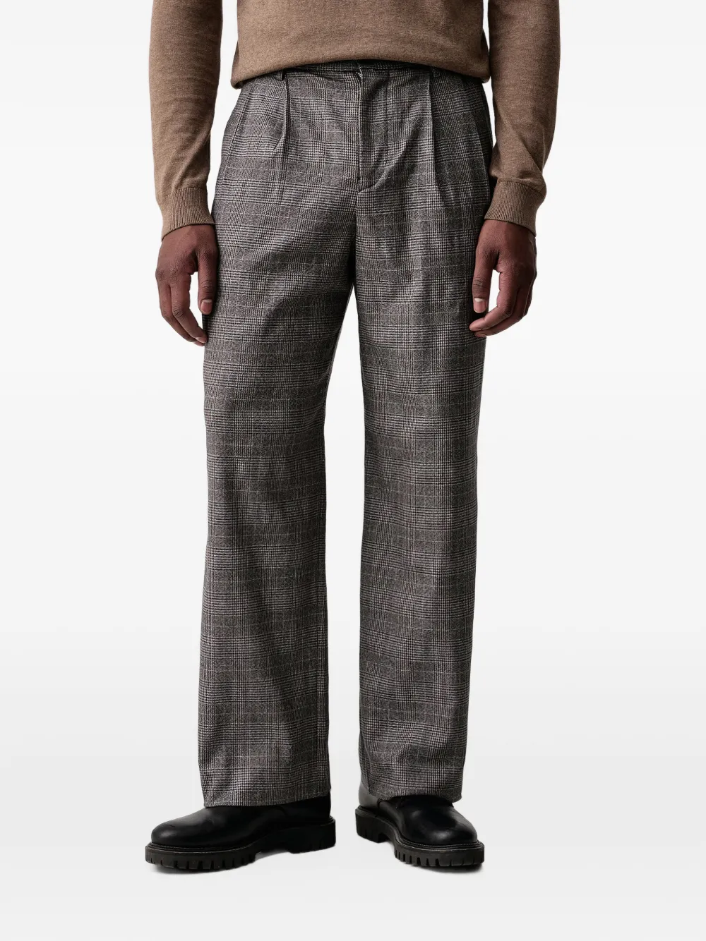 PS Paul Smith checked pleat-detail trousers - Gris PS Paul Smith checked pleat-detail trousers - Gris
