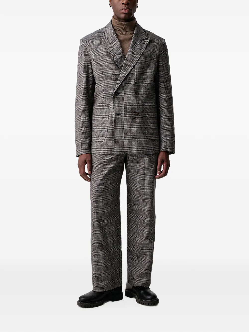 PS Paul Smith checked pleat-detail trousers Grijs
