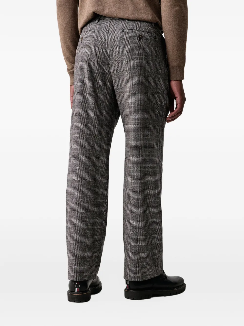 PS Paul Smith checked pleat-detail trousers Grijs