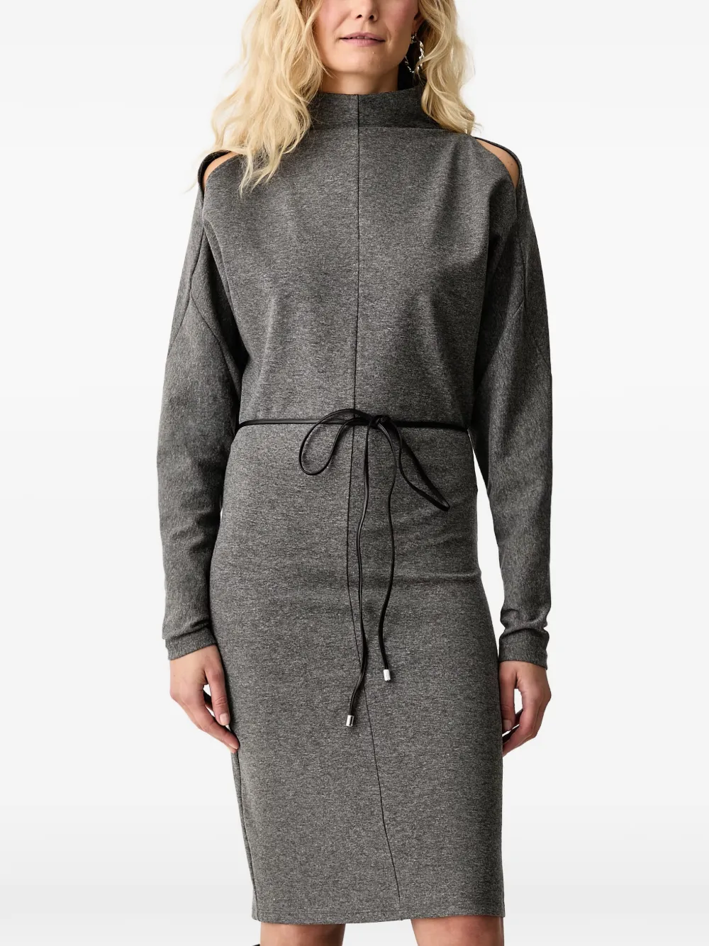 Patrizia Pepe cold-shoulder belted dress Grijs