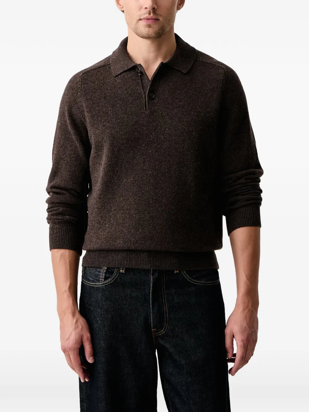 PS Paul Smith long-sleeved polo shirt - Marrone