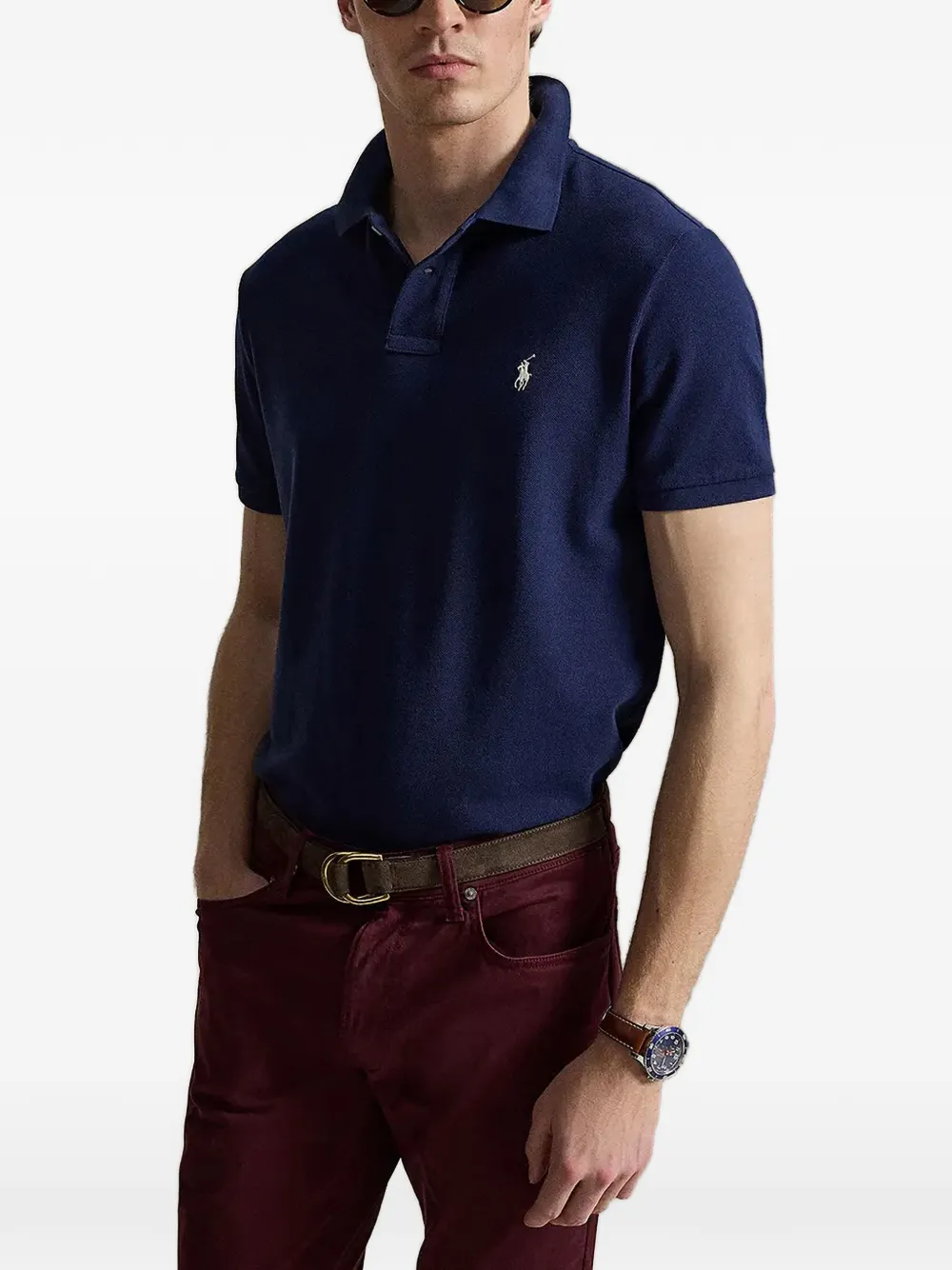 Polo Ralph Lauren logo-embroidered piqué polo shirt - Blu