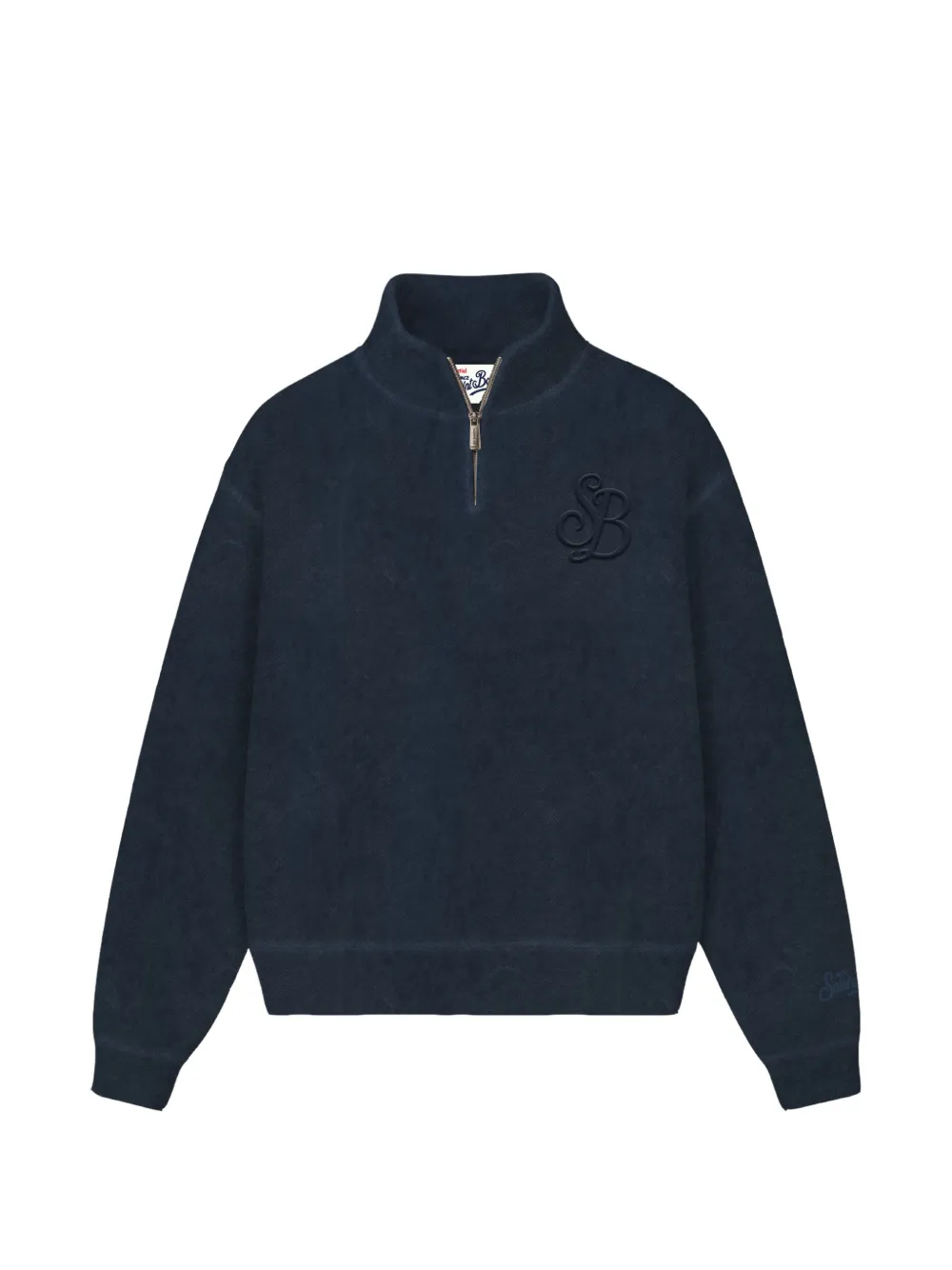 MC2 Saint Barth logo-embroidered quarter-zip sweatshirt Blauw