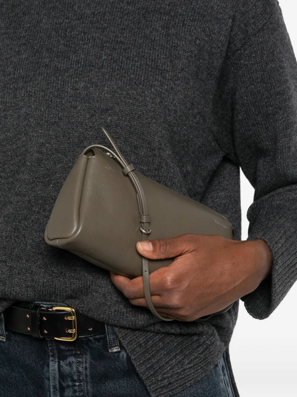 CALVIN KLEIN COLLECTION logo-print leather tote bag Grijs