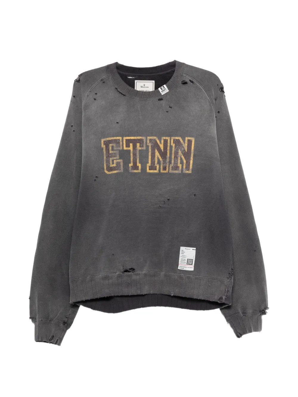 Maison MIHARA YASUHIRO distressed logo-print sweater Grijs