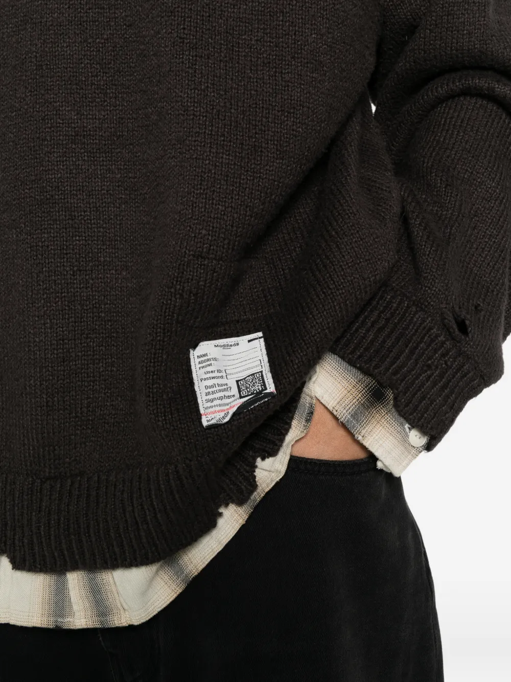 Maison MIHARA YASUHIRO distressed layered-hoodie sweater Grijs