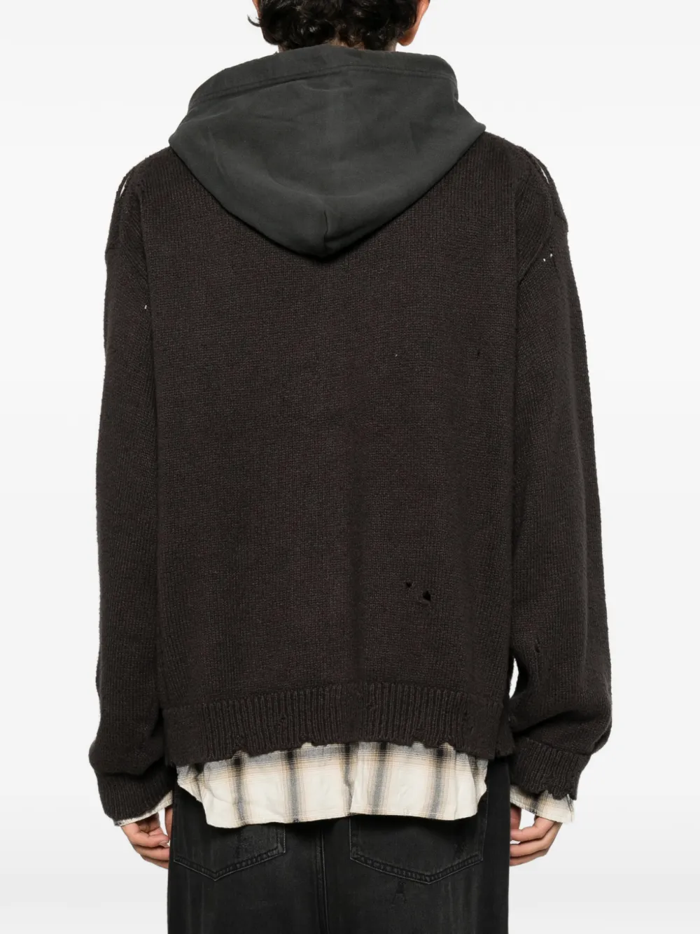 Maison MIHARA YASUHIRO distressed layered-hoodie sweater Grijs