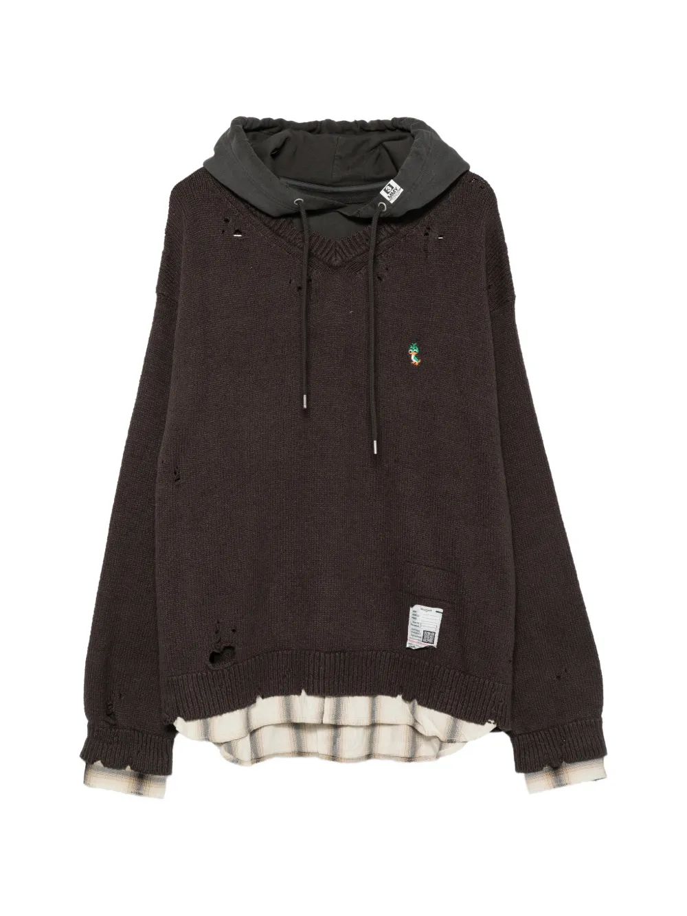 Maison MIHARA YASUHIRO distressed layered-hoodie sweater - Grigio