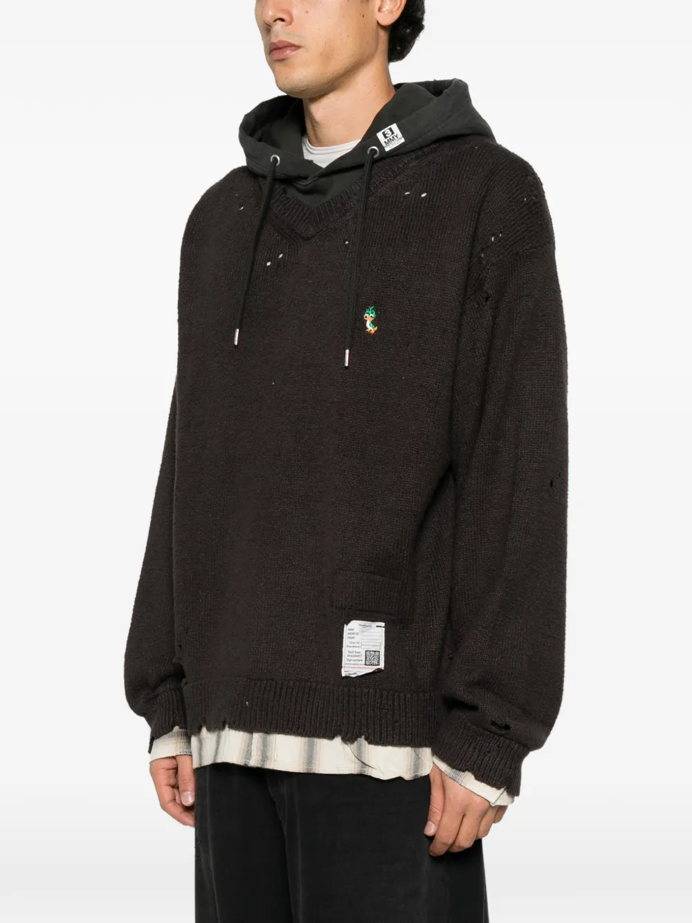 Maison MIHARA YASUHIRO distressed layered-hoodie sweater Grijs
