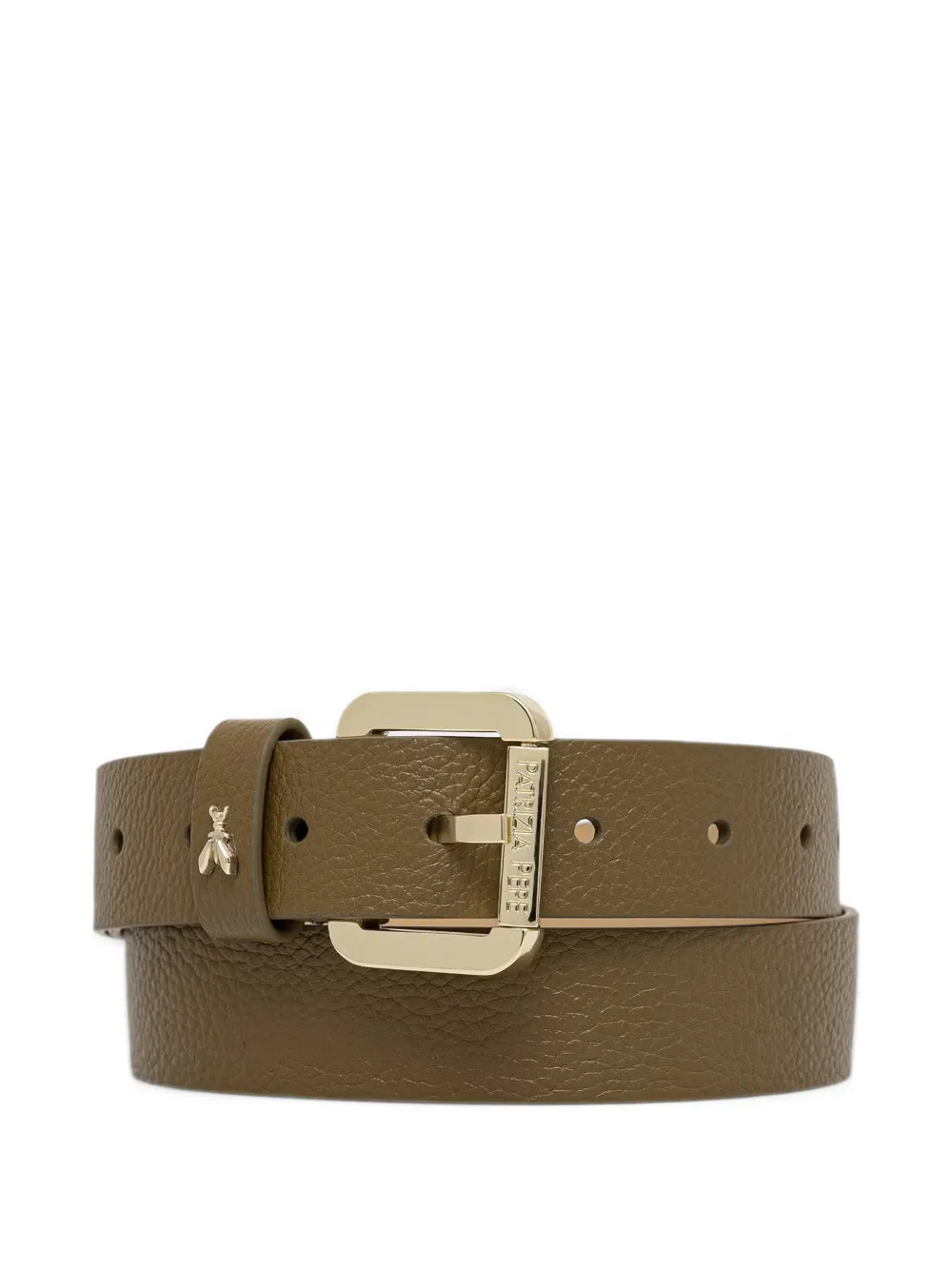 Patrizia Pepe Fly-plaque pebbled leather belt - Verde