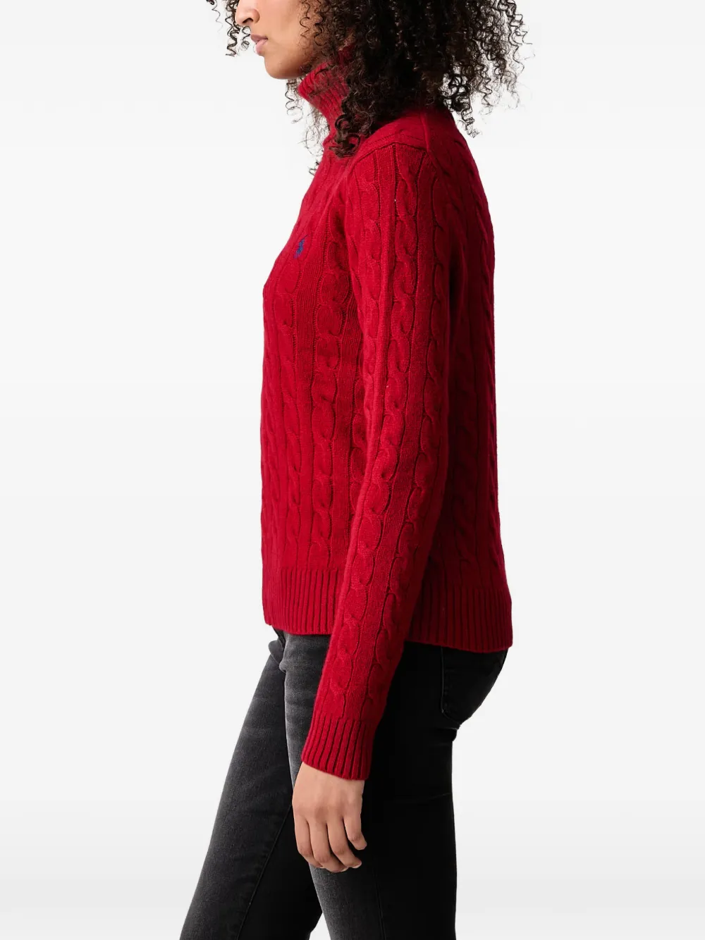 Polo Ralph Lauren cable-knit roll-neck sweater Rood