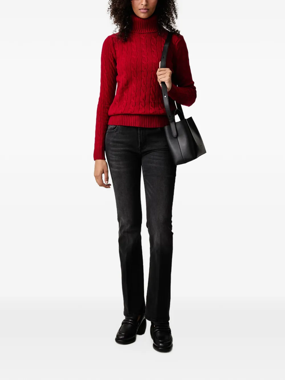 Polo Ralph Lauren cable-knit roll-neck sweater Rood
