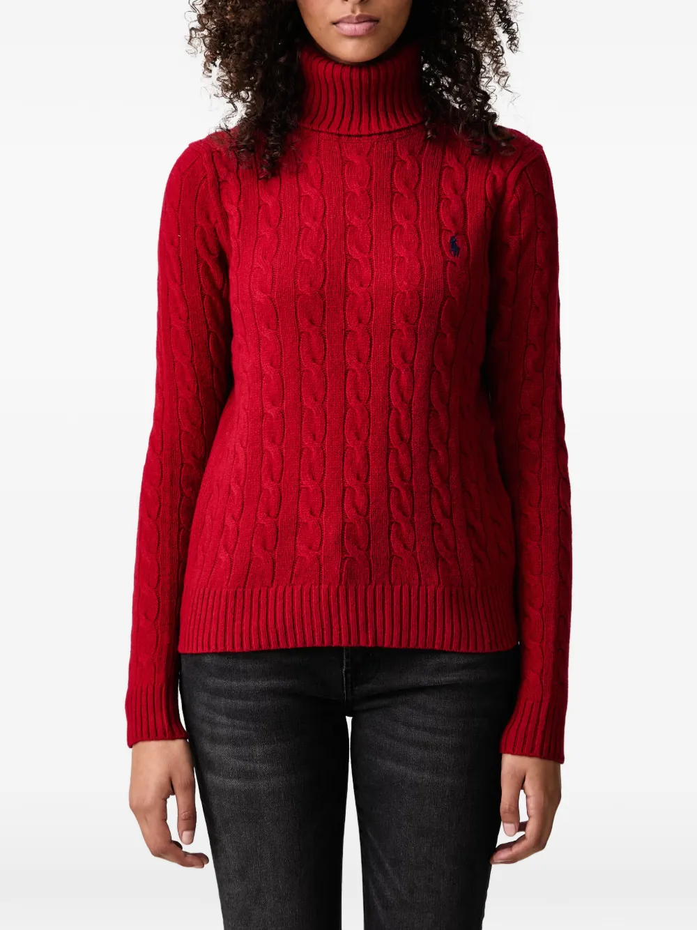 Polo Ralph Lauren cable-knit roll-neck sweater Rood