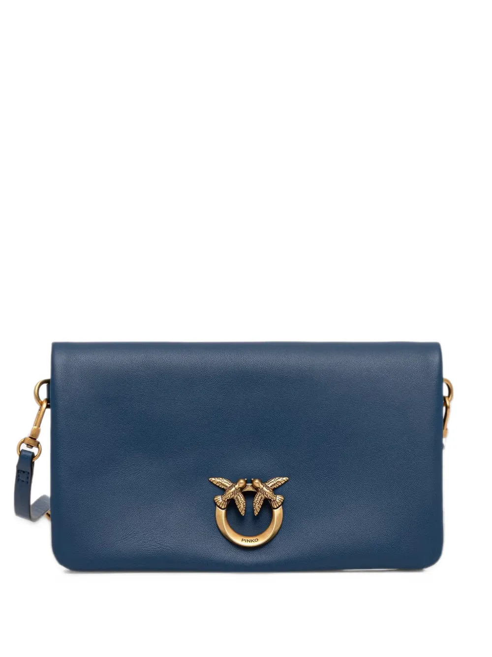 PINKO Love bag Click soft horizontal mini small crossbody-clutch in leather Blauw