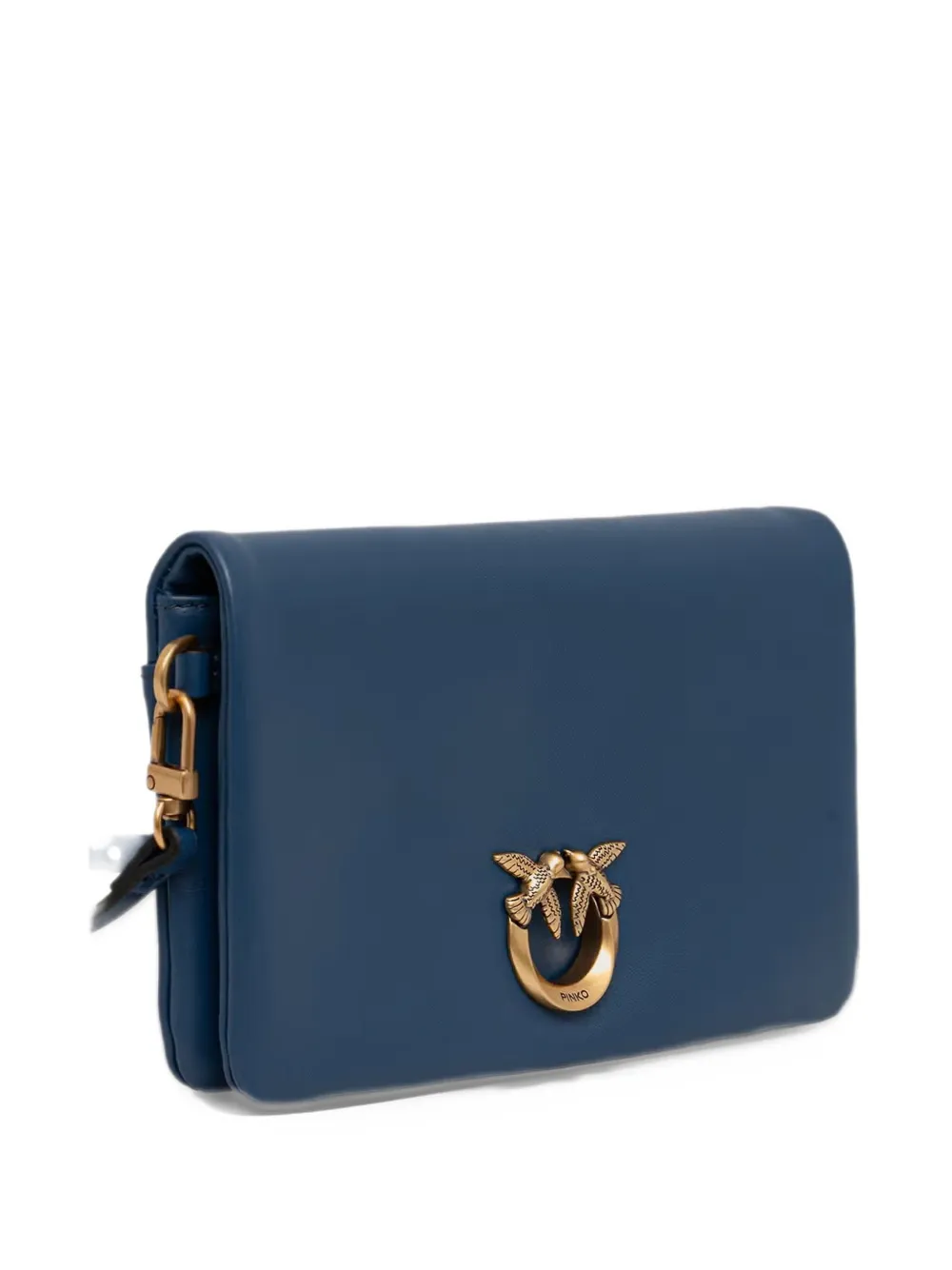 PINKO Love bag Click soft horizontal mini small crossbody-clutch in leather Blauw