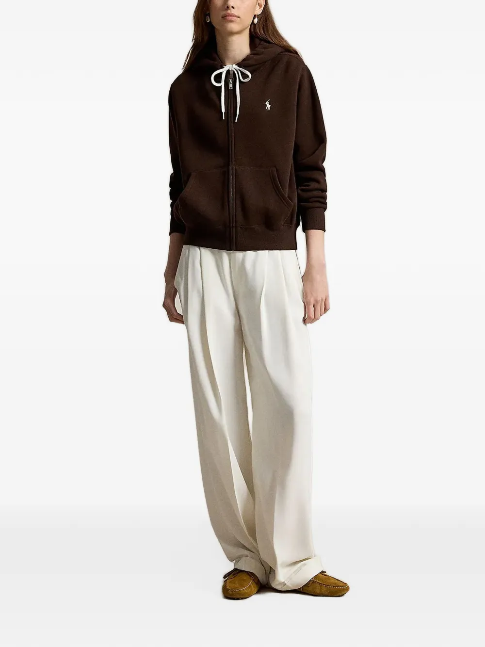 Polo Ralph Lauren logo-embroidered zip-up hoodie Bruin