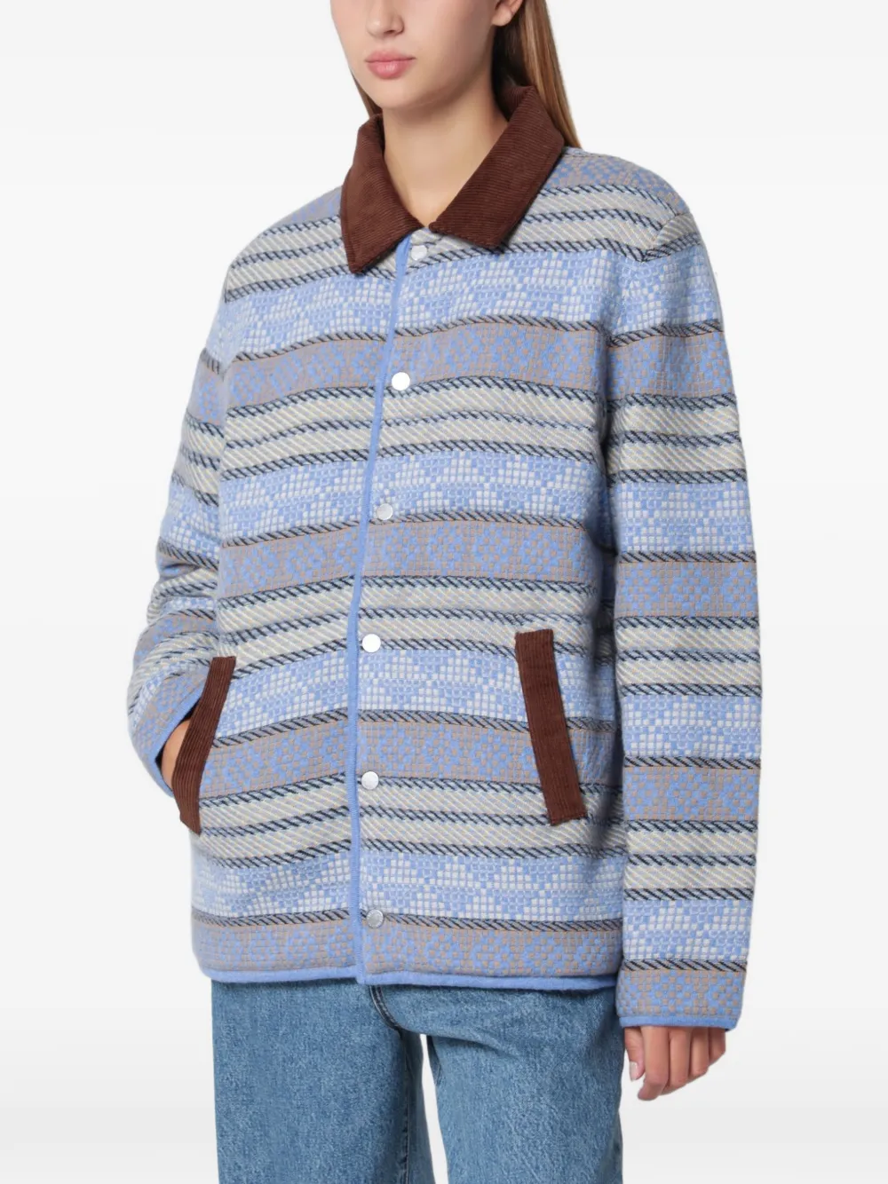 Guest In Residence Western Industry geometric-pattern jacket Blauw