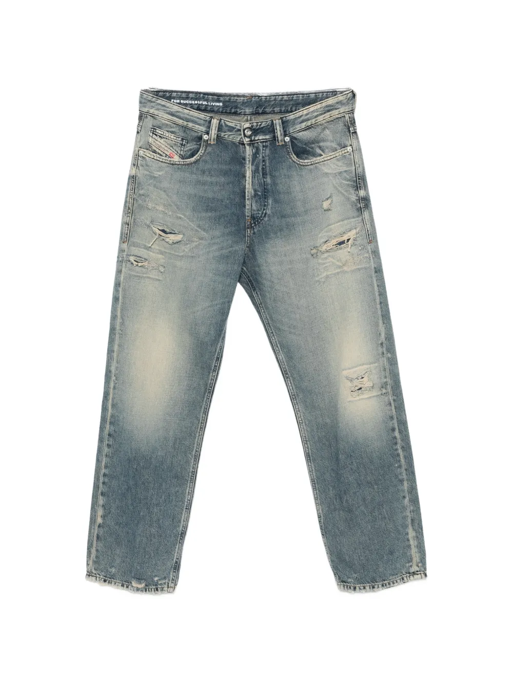 Diesel D-Macs distressed straight-leg jeans - Blu