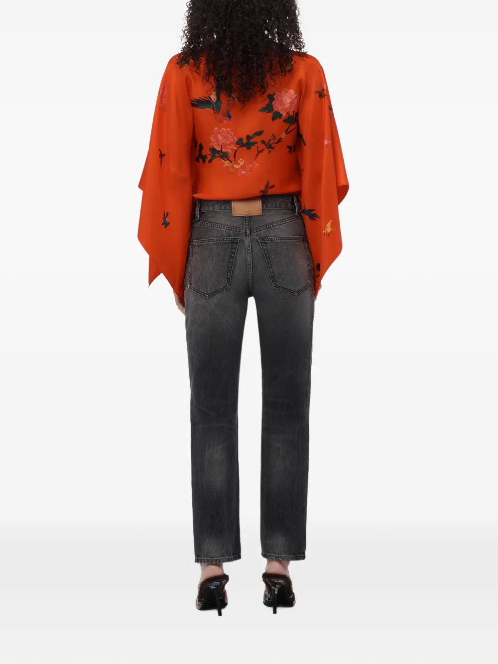 Alexander Wang high-rise taper jeans w crystal stud Grijs