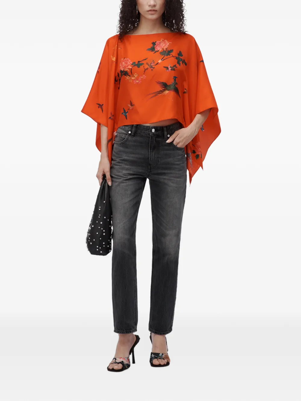 Alexander Wang high-rise taper jeans w crystal stud Grijs