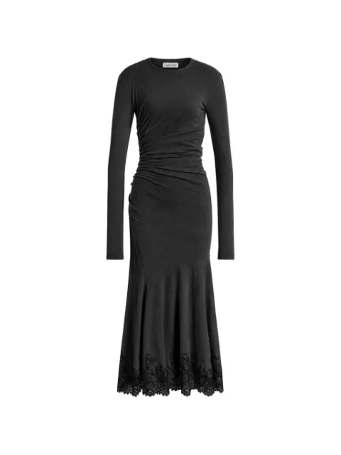 Alberta Ferretti robe mi-longue froncée à détails de dentelle