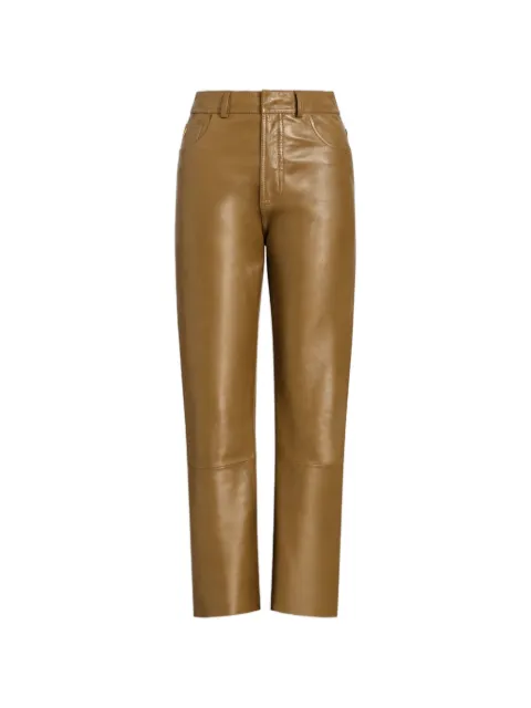 Alberta Ferretti leather straight-leg trousers