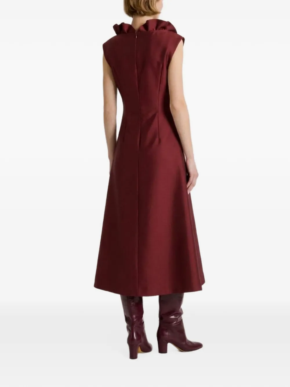 Alberta Ferretti Midi-jurk met V-hals Rood